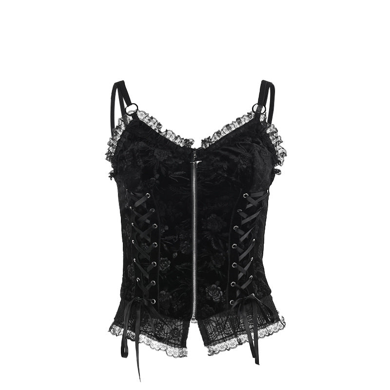Gothic Summer Rose Cami Top Trendy Casual Blouse