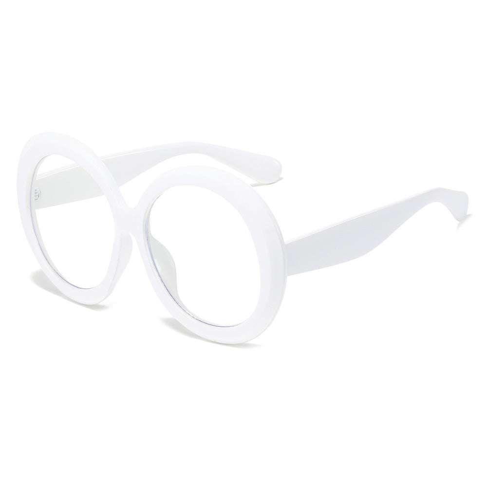 Oversized Round Frame Sunglasses with Anti-Blue Light Lenses