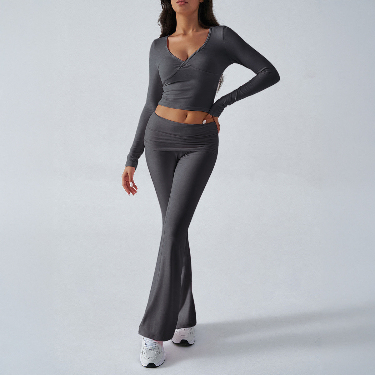 Women's Casual Knit Long Sleeve T-Shirt and Pants Set