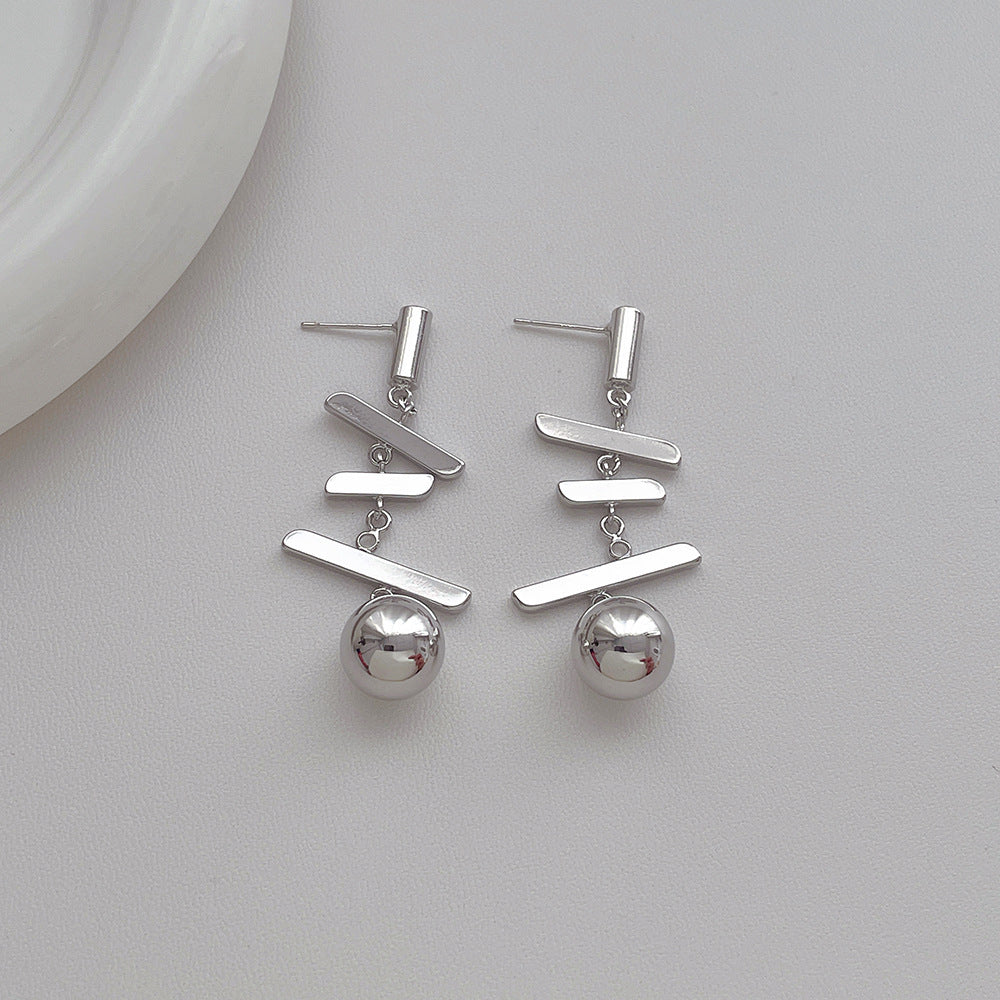 Long Metal Ball Tassel Drop Earrings