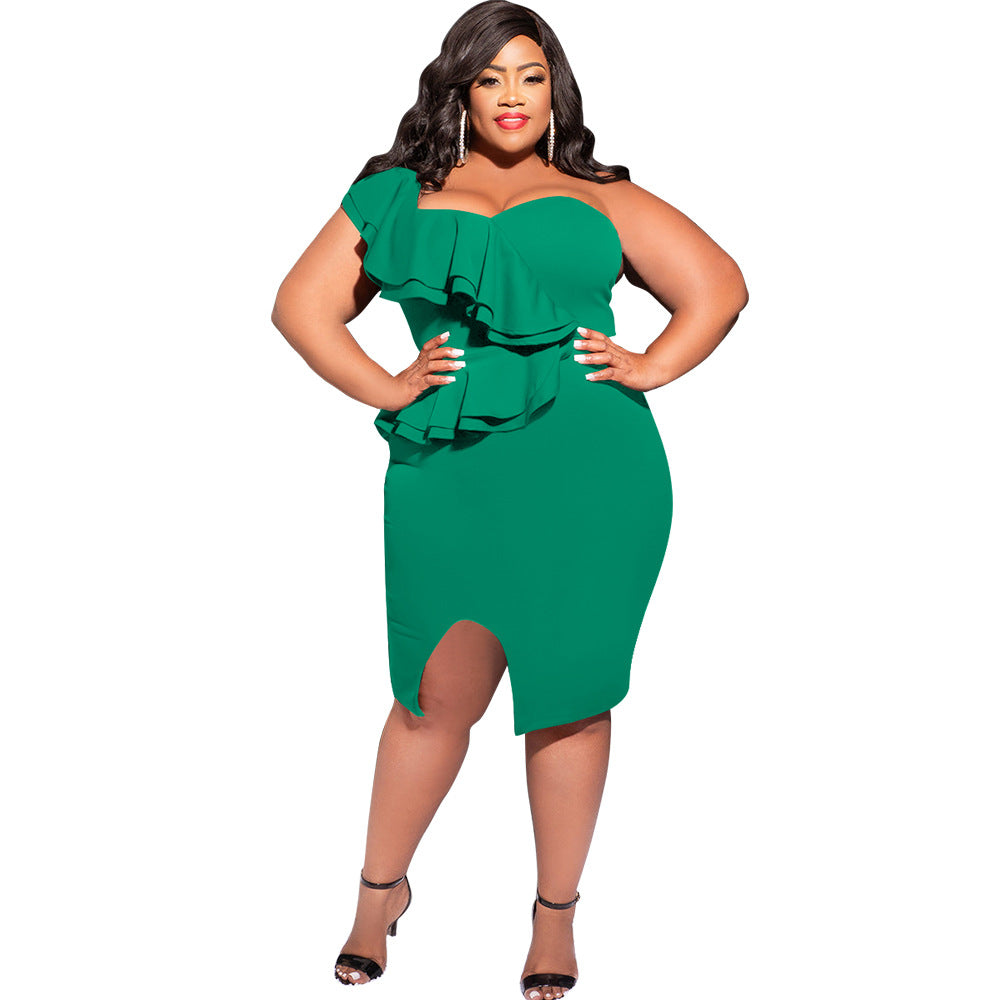 Off-Shoulder Ruffle Midi Dress Stylish Casual Dress
