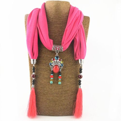 New Cotton And Linen Scarf Tassel Pendant Scarf Tibetan Women Shawl Scarf Jewelry Necklace National Wind Scarf