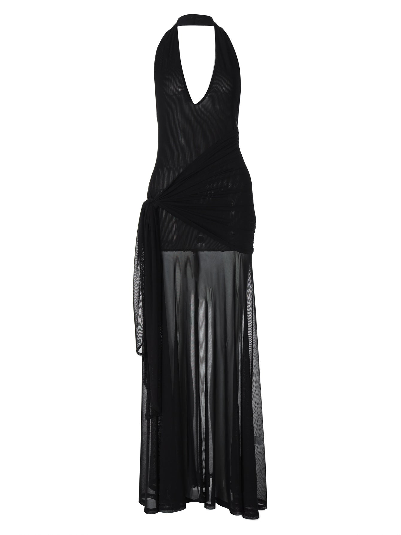 Sexy Hollow Deep V Neck Halter Bodycon Dress