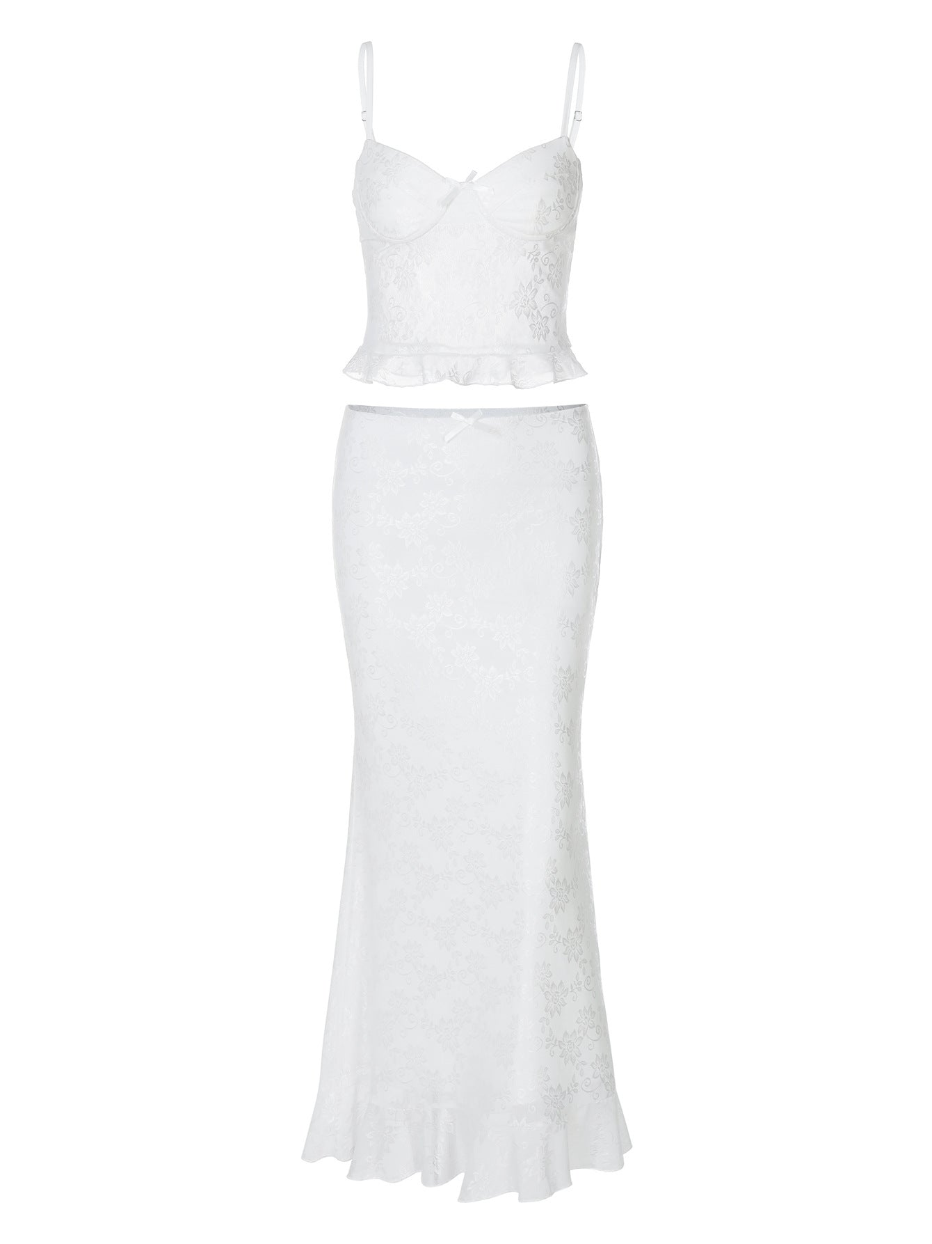 Elegant Lace Trimmed Bodycon Maxi Dress Set