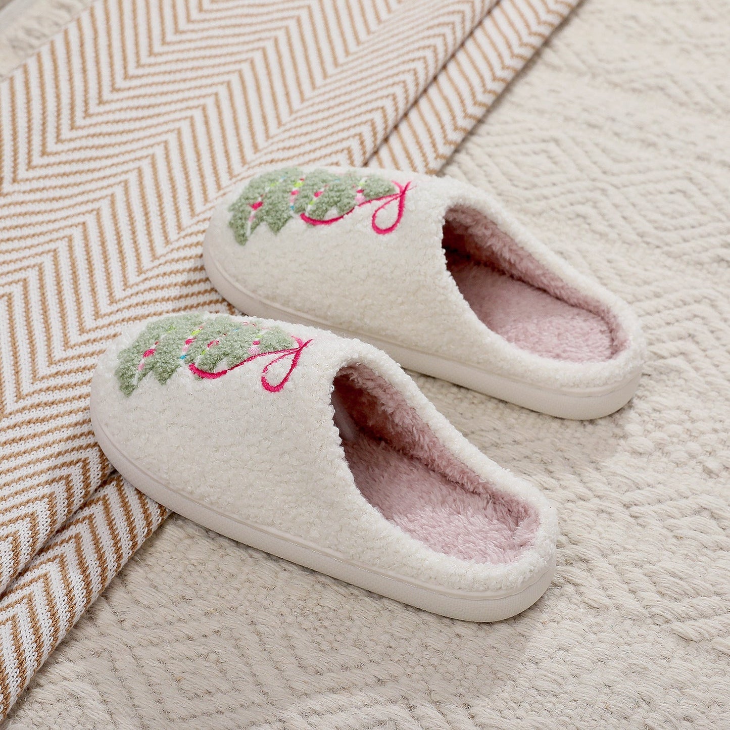 Bow Knot Christmas Tree Warm Indoor Slippers