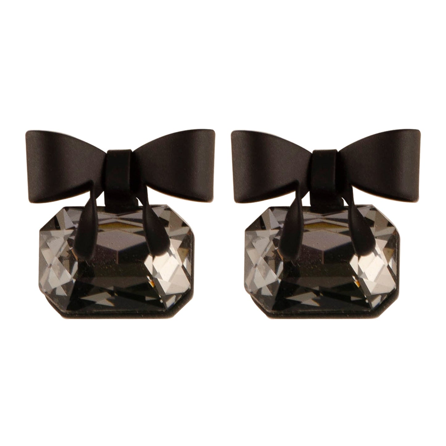 Fashionable Black Crystal Bow Earrings For Women