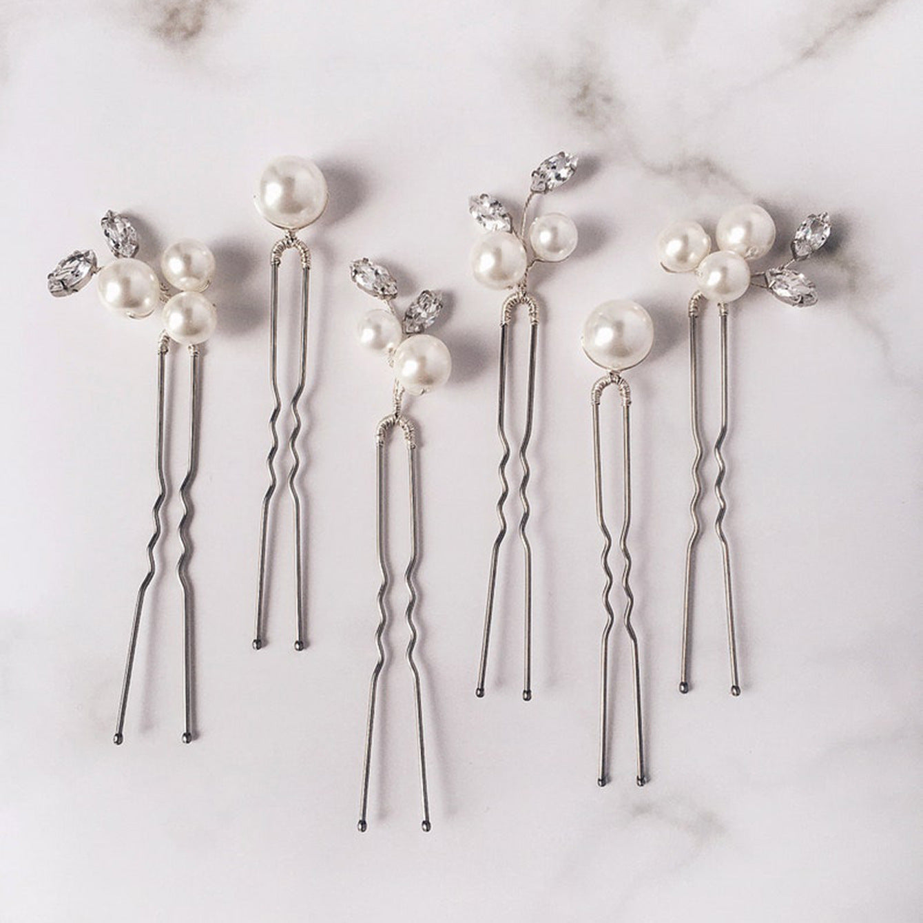 Bridal Wedding Hair Accessories Pearl U Shape Hair Pins Set