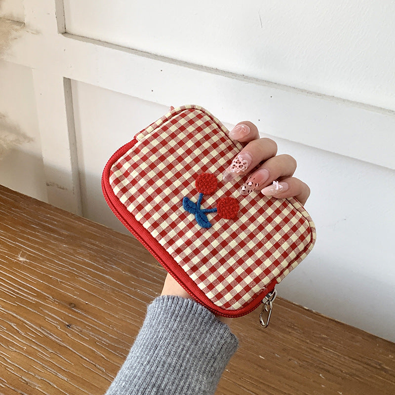 Cherry Pattern Portable Makeup Bag Cute Storage Pouch