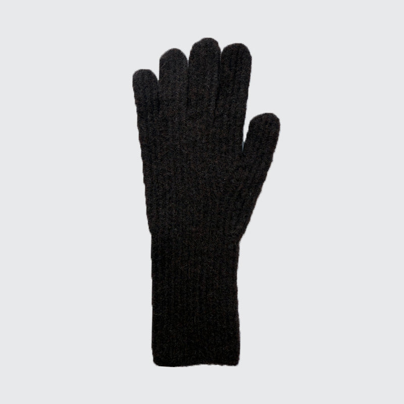 Solid Color Wool Blended Touchscreen Gloves for Women