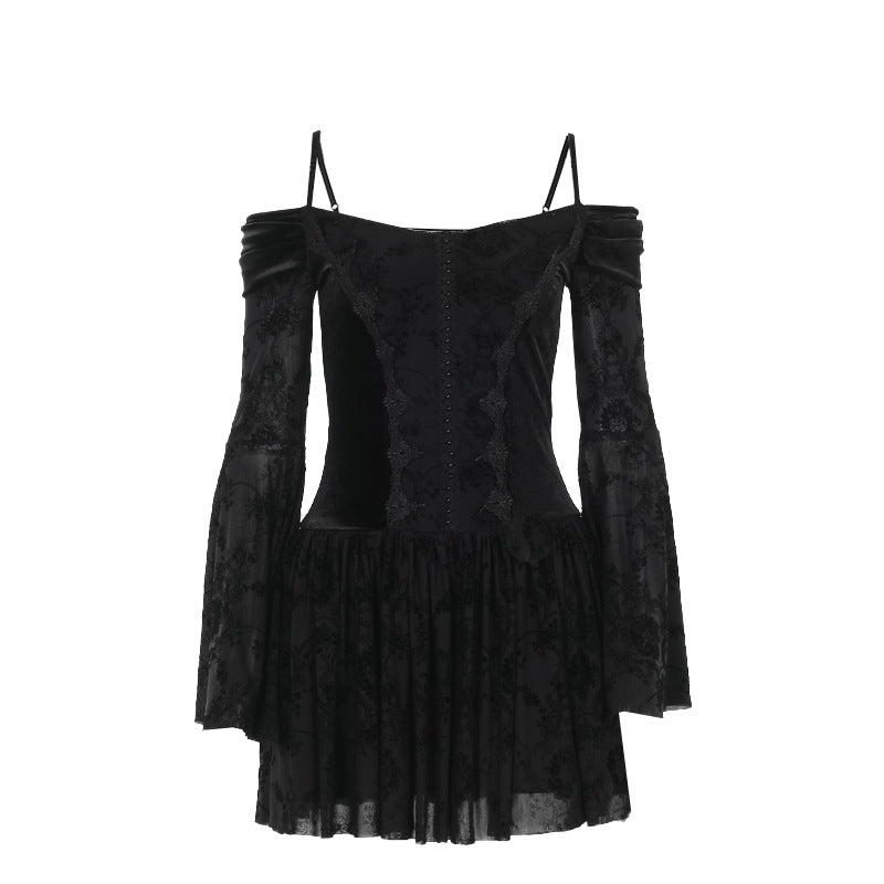 Off-Shoulder Velvet Bodycon Dress Elegant Chic Style