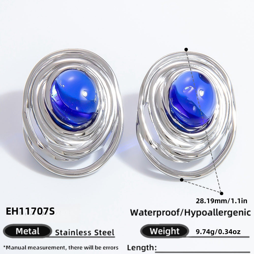 Geometric Drop Earrings Stainless Steel 18K Gold Plated