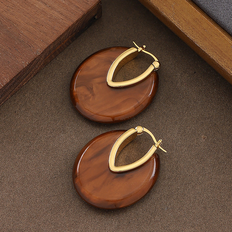 Fashionable Geometric Resin Hoop Earrings For Elegant Occasions