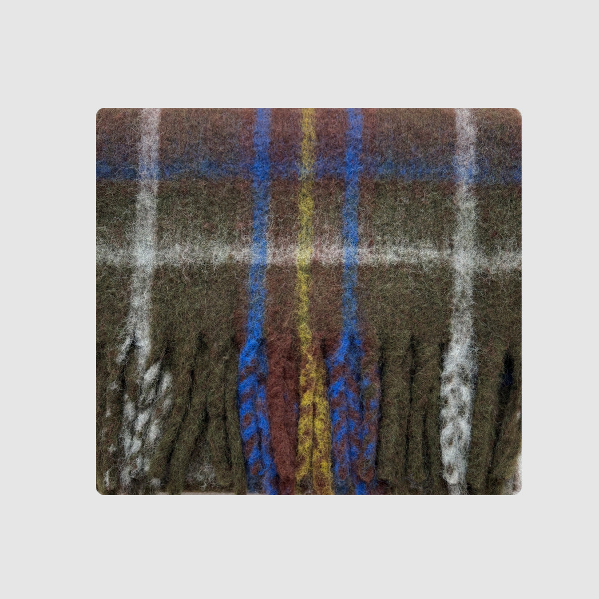Wool Blend Plaid Scarf with Fringes Trendy Casual Wrap
