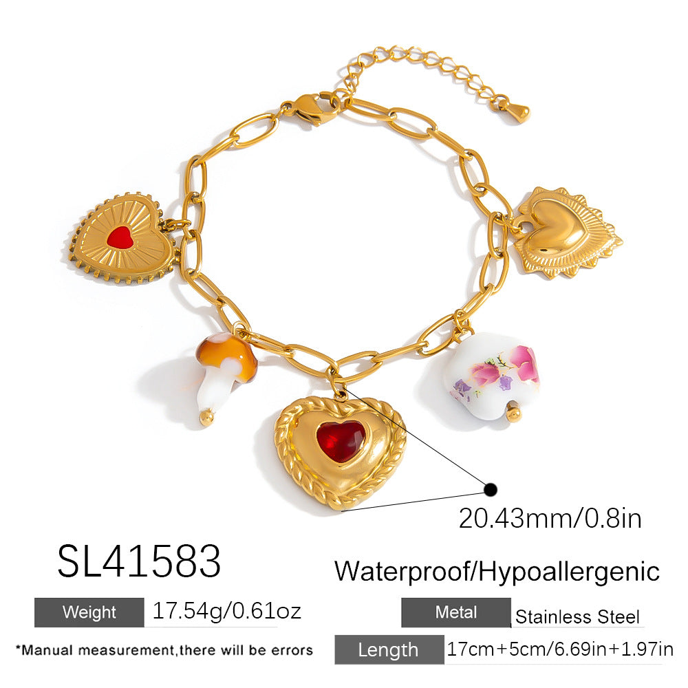 DIY Stainless Steel Angel Butterfly Pendant Bracelet Stylish Gift