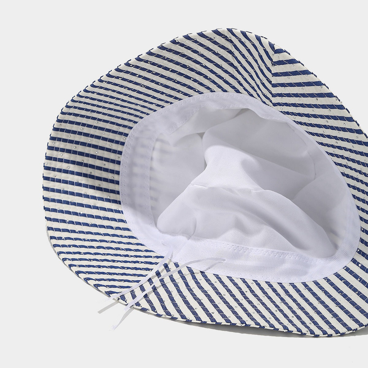 Trendy Striped Rhinestone Bucket Hat