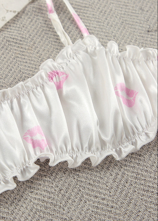 Satin Lounge Set With Kiss Print Design