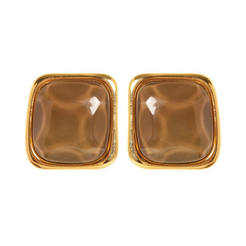 Geometric Square Stud Earrings Stylish Minimalist Design With Silver Pin