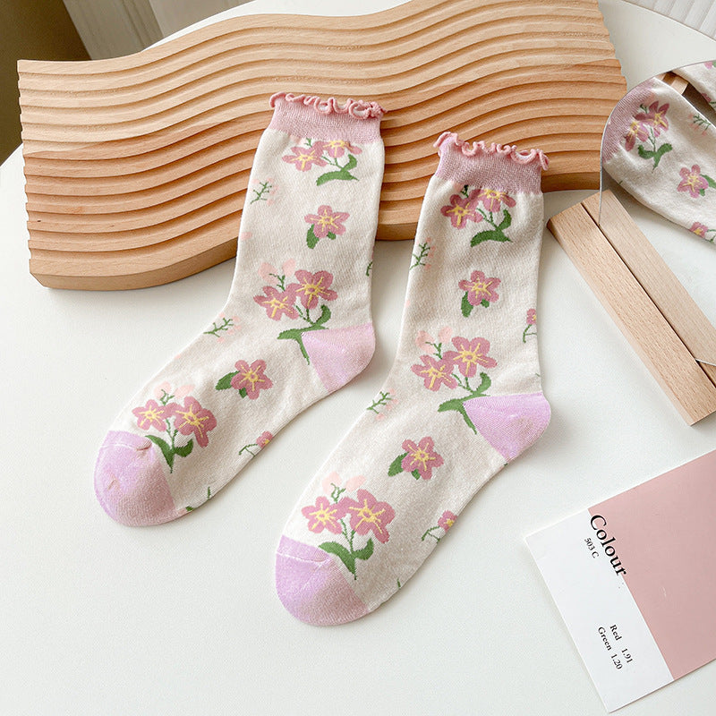 Rufia - Strawberry Floral Pattern Women's Socks