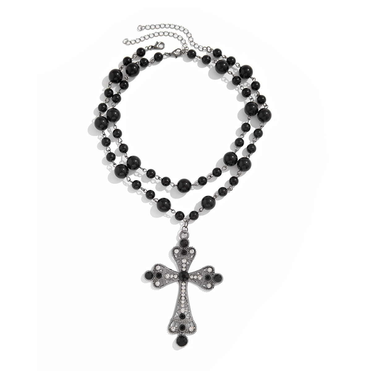 Cyberpunk Style Cross Necklace With Layered Design