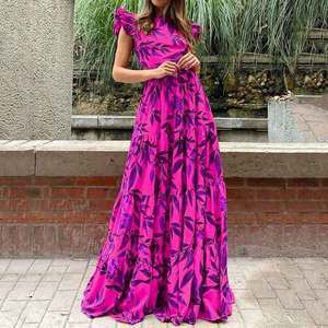 Floral Print Ruffle Sleeve Maxi Dress Elegant Everyday Wear