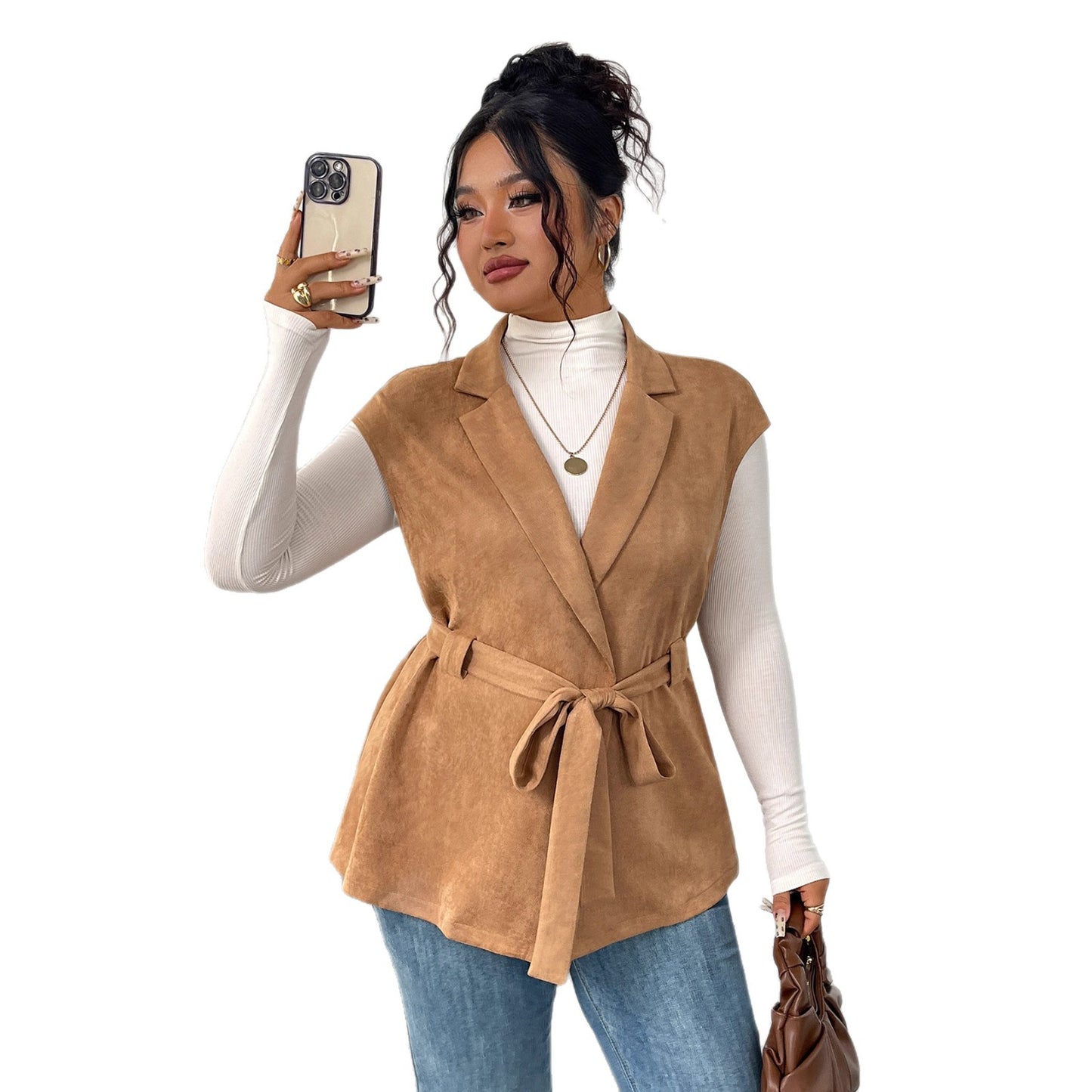 Trendy Solid Color Vest for Women - Loose Fit Sleeveless Layered Outerwear