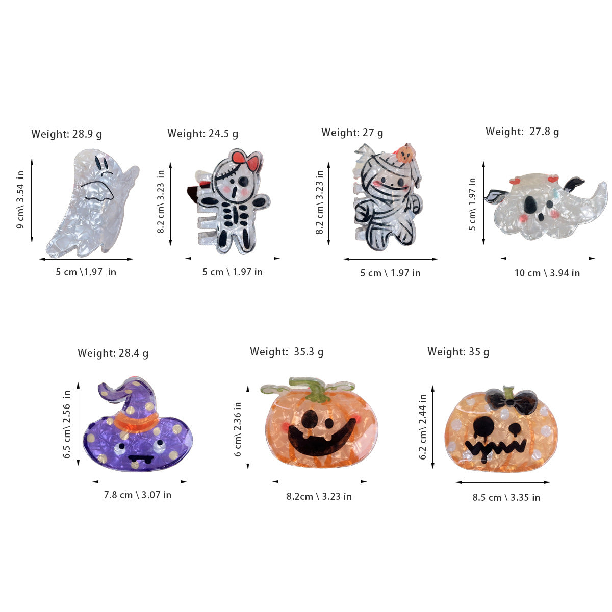 Cute Mini Pumpkin Ghost Halloween Hair Claw