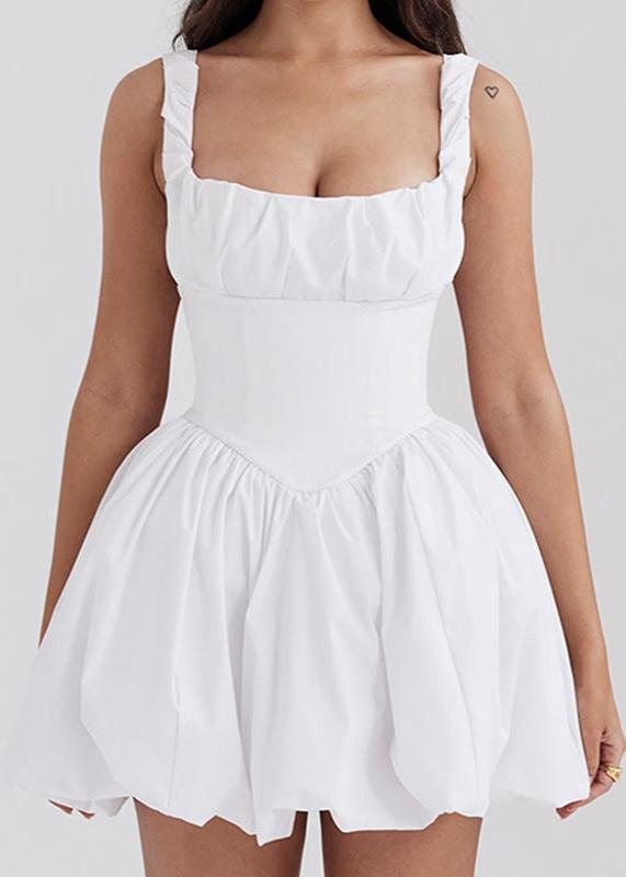 Bubble Skirt Mini Dress Pink Polyester