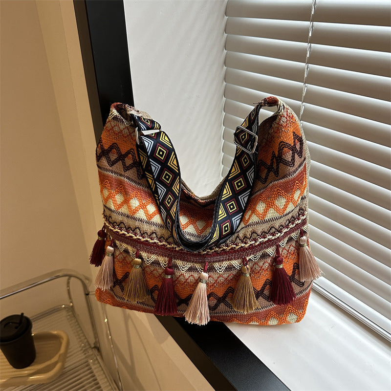 Fashionable Ethnic Style Fringe Casual Tote Bag