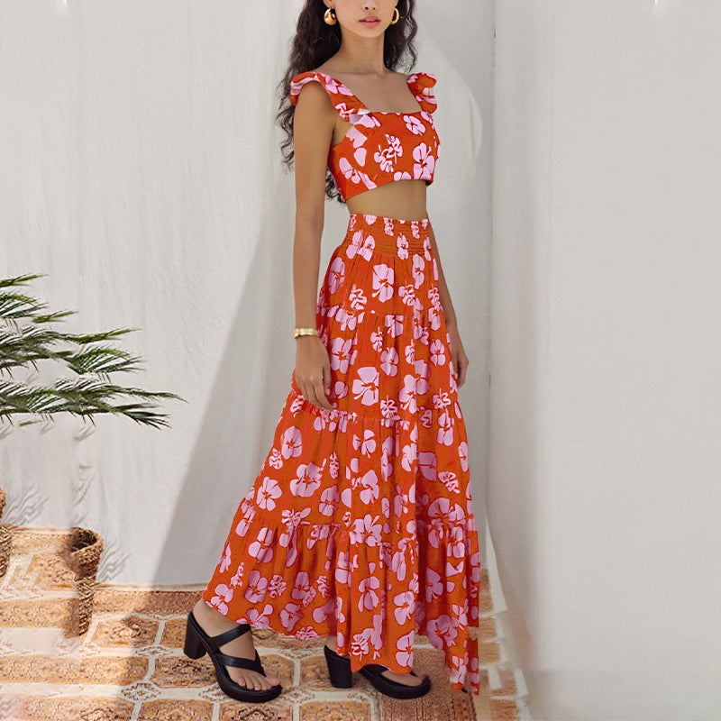 New Women's Fashion Set Stylish Solid Color Maxi Dress