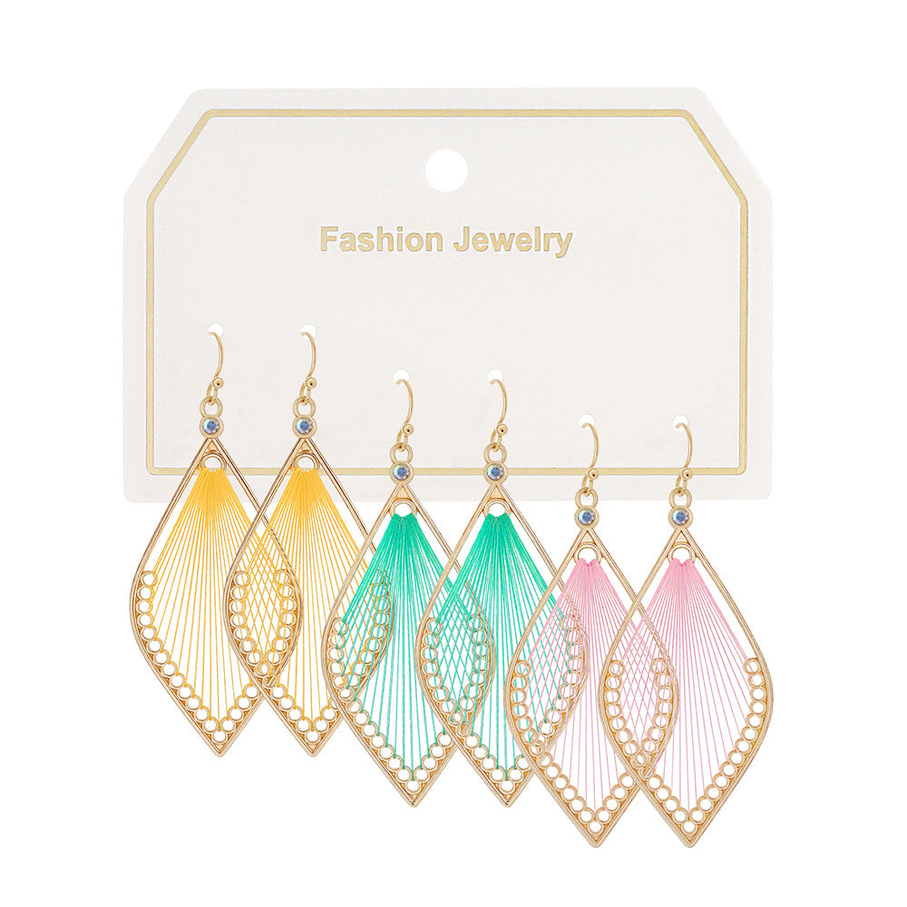 Geometric Alloy Earrings With Tassels Elegant Vintage Style