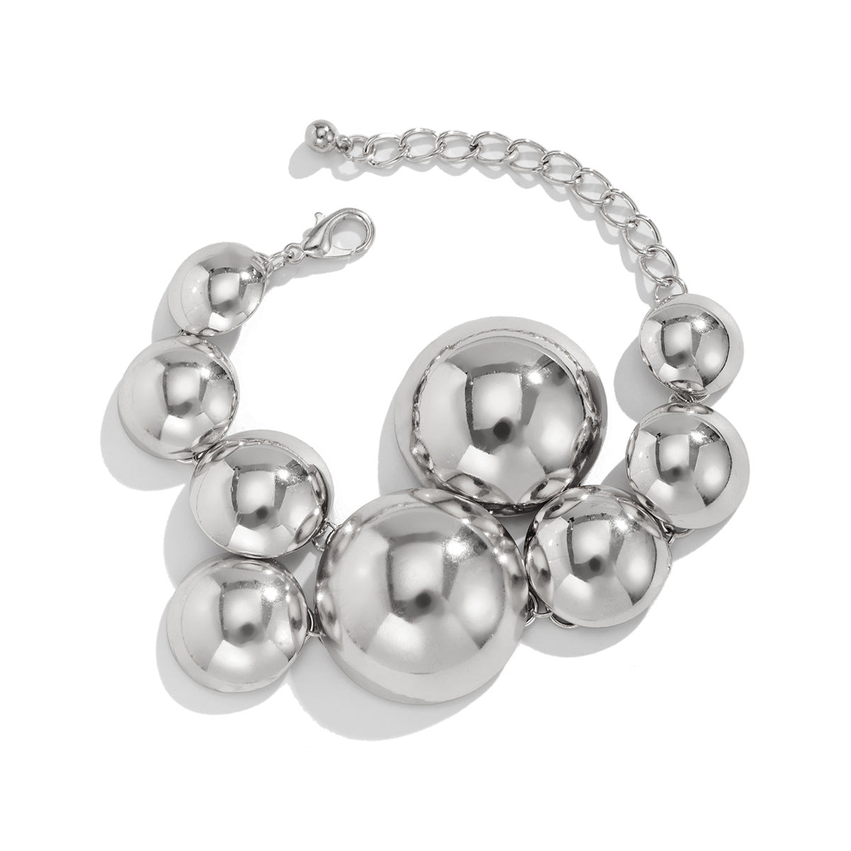 Trendy Geometric Metal Pendant Necklace And Bracelet Set