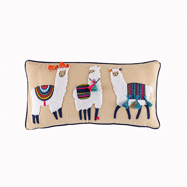New Embroidered Retro Bohemian Style Cushion Cover Tassel Wool Ball Cushion Cover