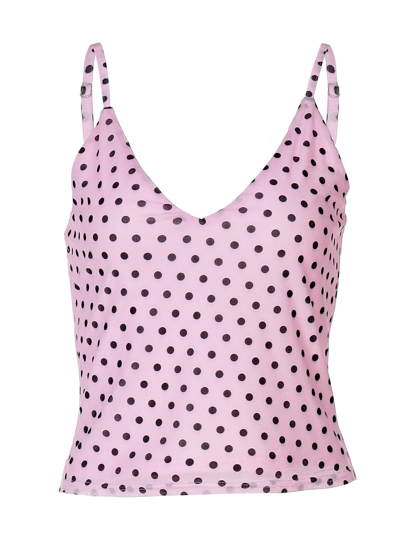 Polka Dot V-Neck Bodycon Cami Top