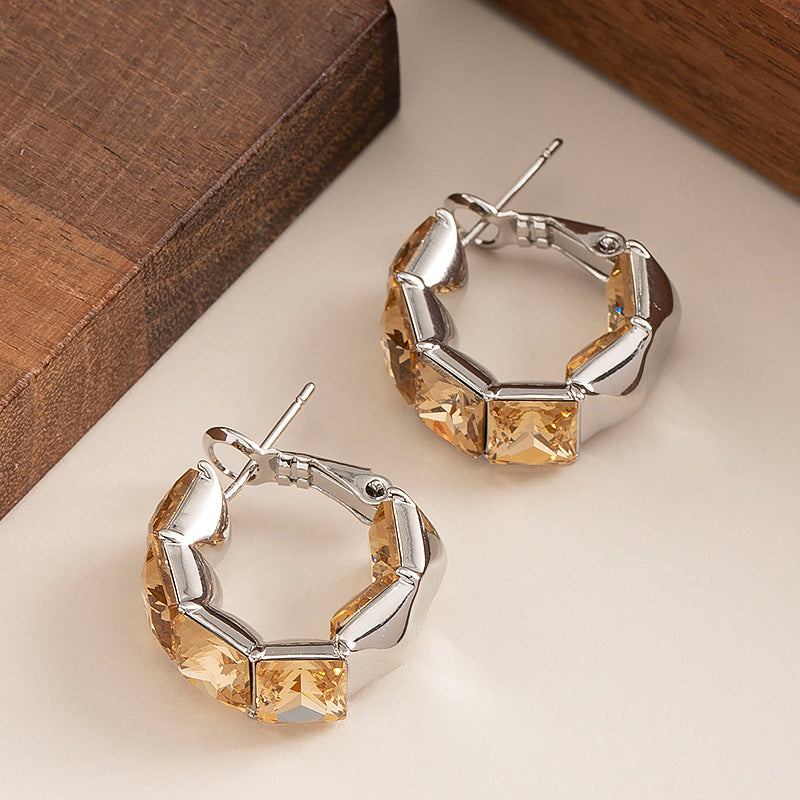 Geometric Crystal Zircon Earrings Stylish Elegant Accessory