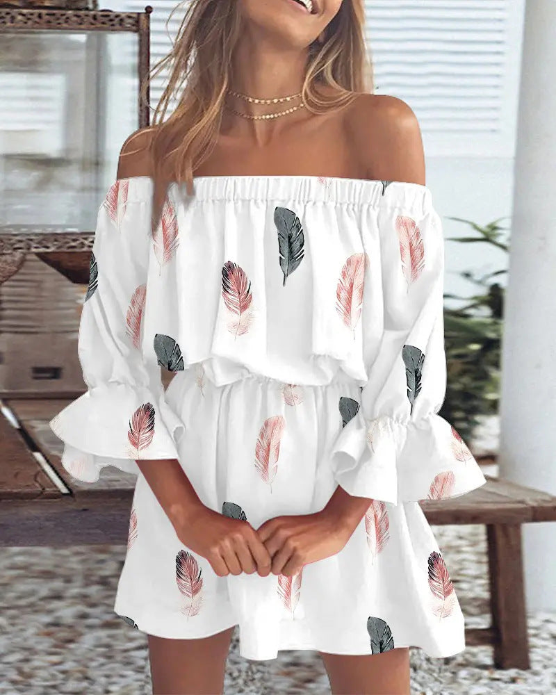 Sexy And Fashionable One Shoulder Printed Dress