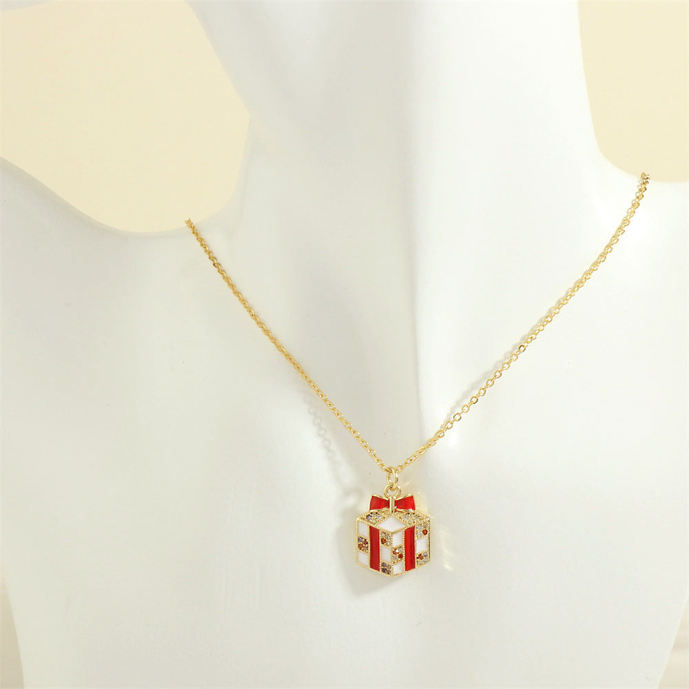 Simple Christmas Pendant Enamel Necklace