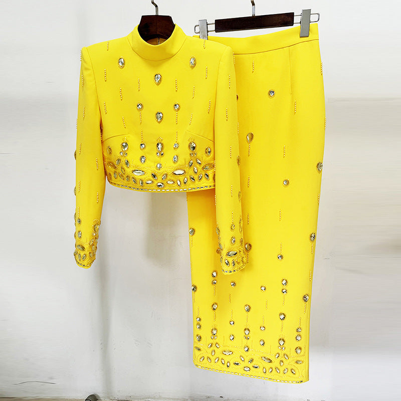 New Stylish Embellished Beaded Jacket And Long Skirt Set