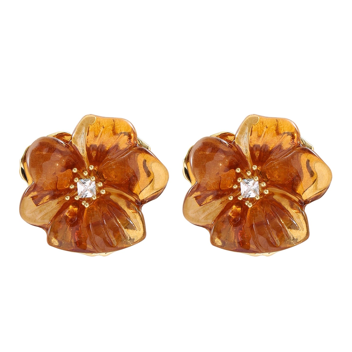 Elegant Floral Acrylic Earrings With 925 Silver Posts