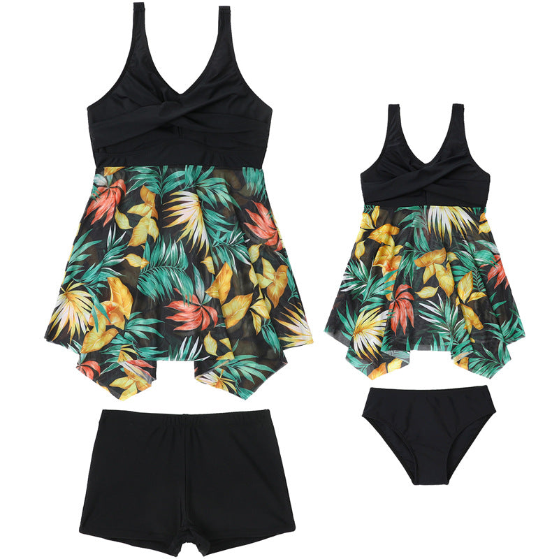 Plus Size Two-Piece Swimwear For Women With Mesh Skirt