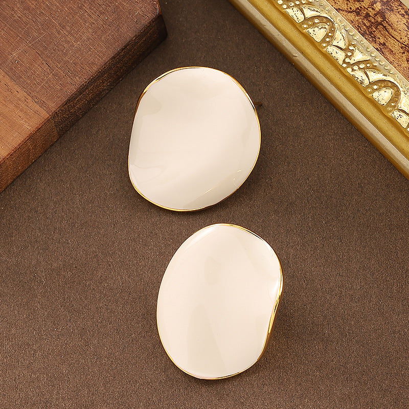 French Style Elegant Irregular Wave Drop Earrings High-End Aesthetic