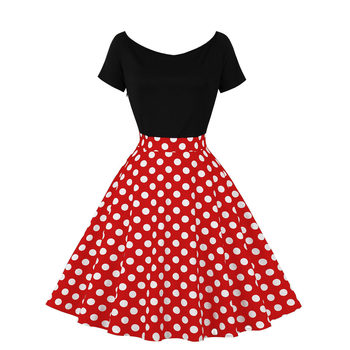 Retro Polka Dot Maxi Dress Cotton Splicing Elegant Style