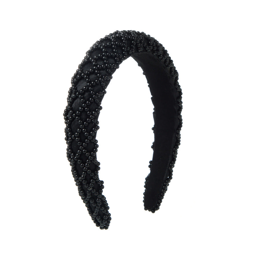 Vintage Style Pearl Headband Handmade Beaded Hairband for Casual Outings