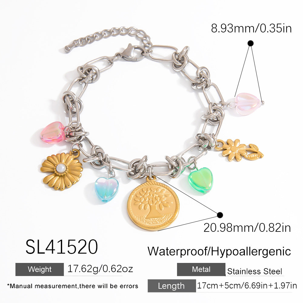 Trendy Stainless Steel Heart and Star Bracelets With Unique Design