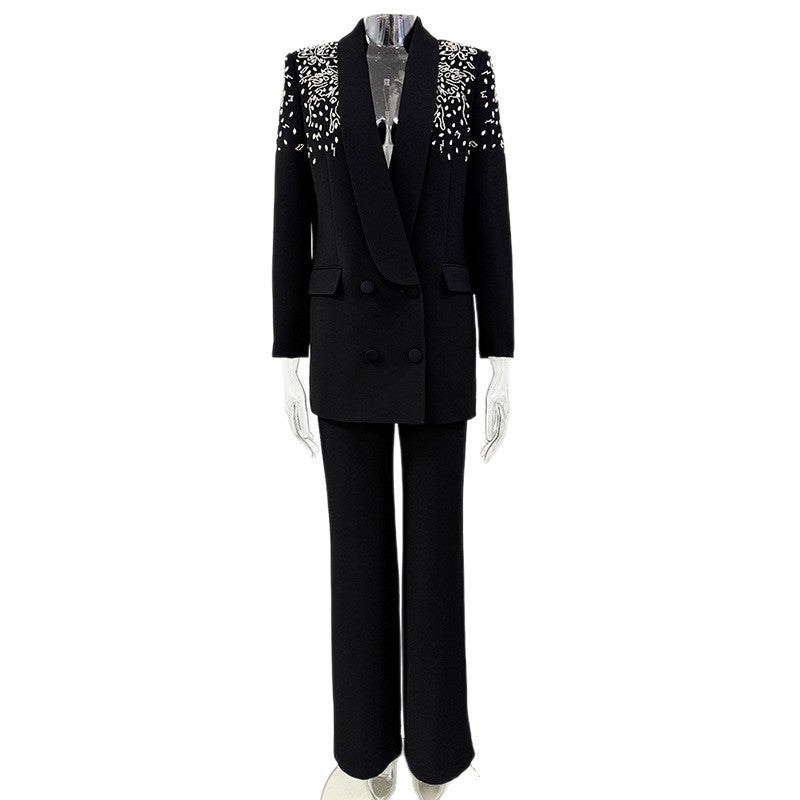 Beaded Embellished Blazer Pantsuit Set