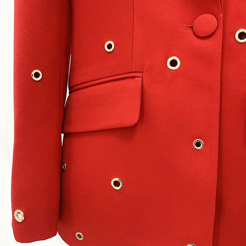 Metal Button Suit Jacket and Pants Set