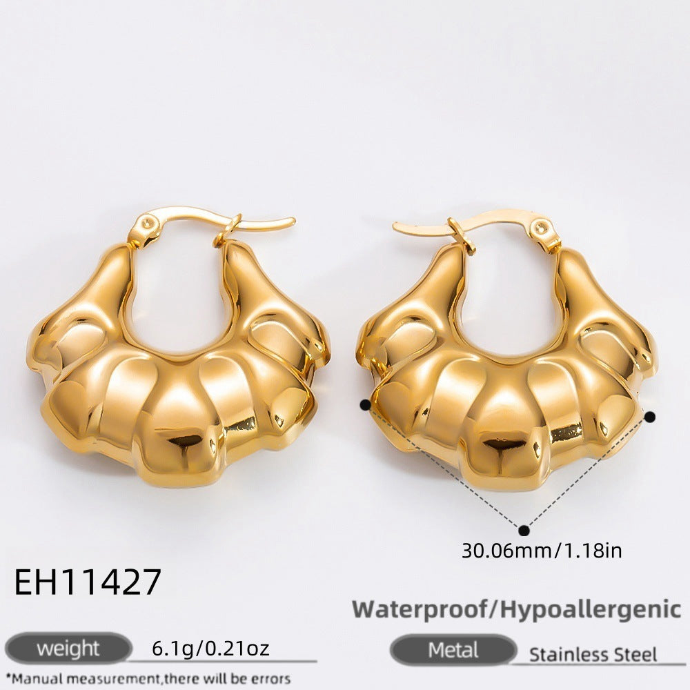 Geometric 18K Gold-Plated Steel Earrings Stylish Casual Accessories
