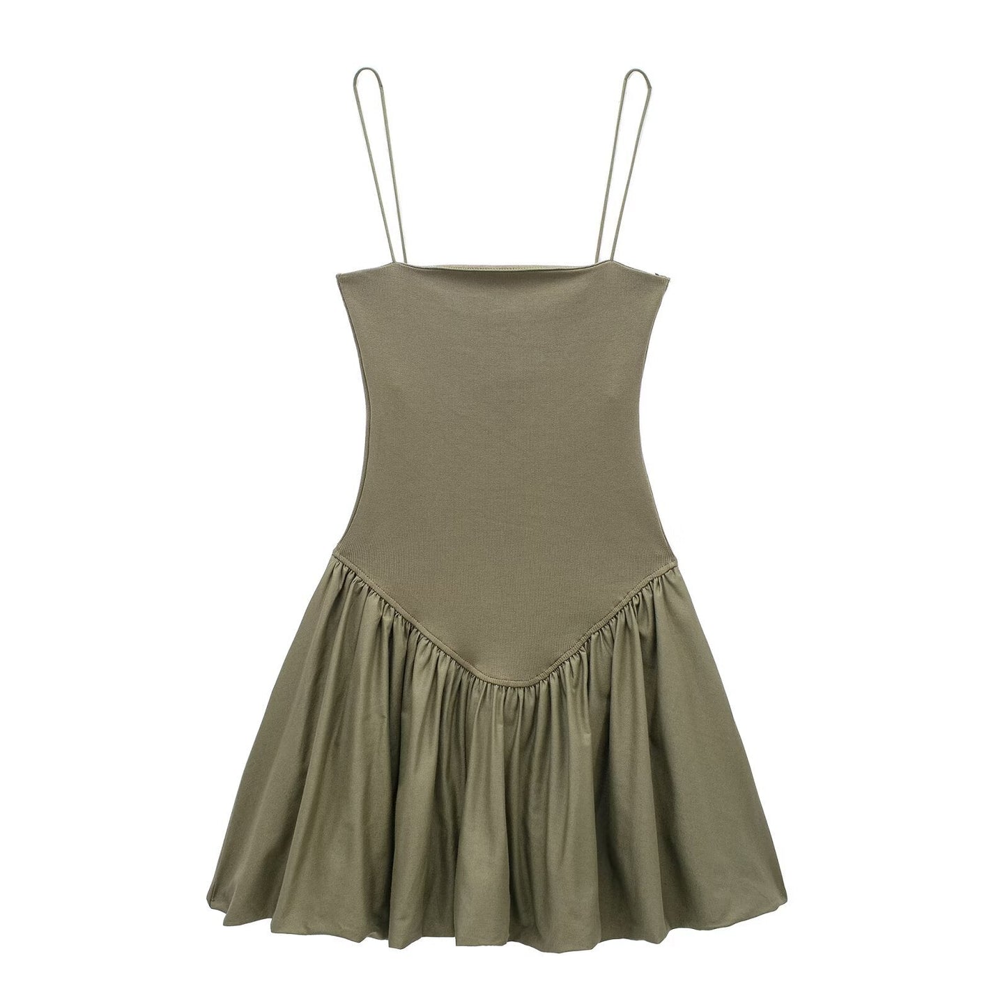 Solid Color Sleeveless Spaghetti Strap Dress