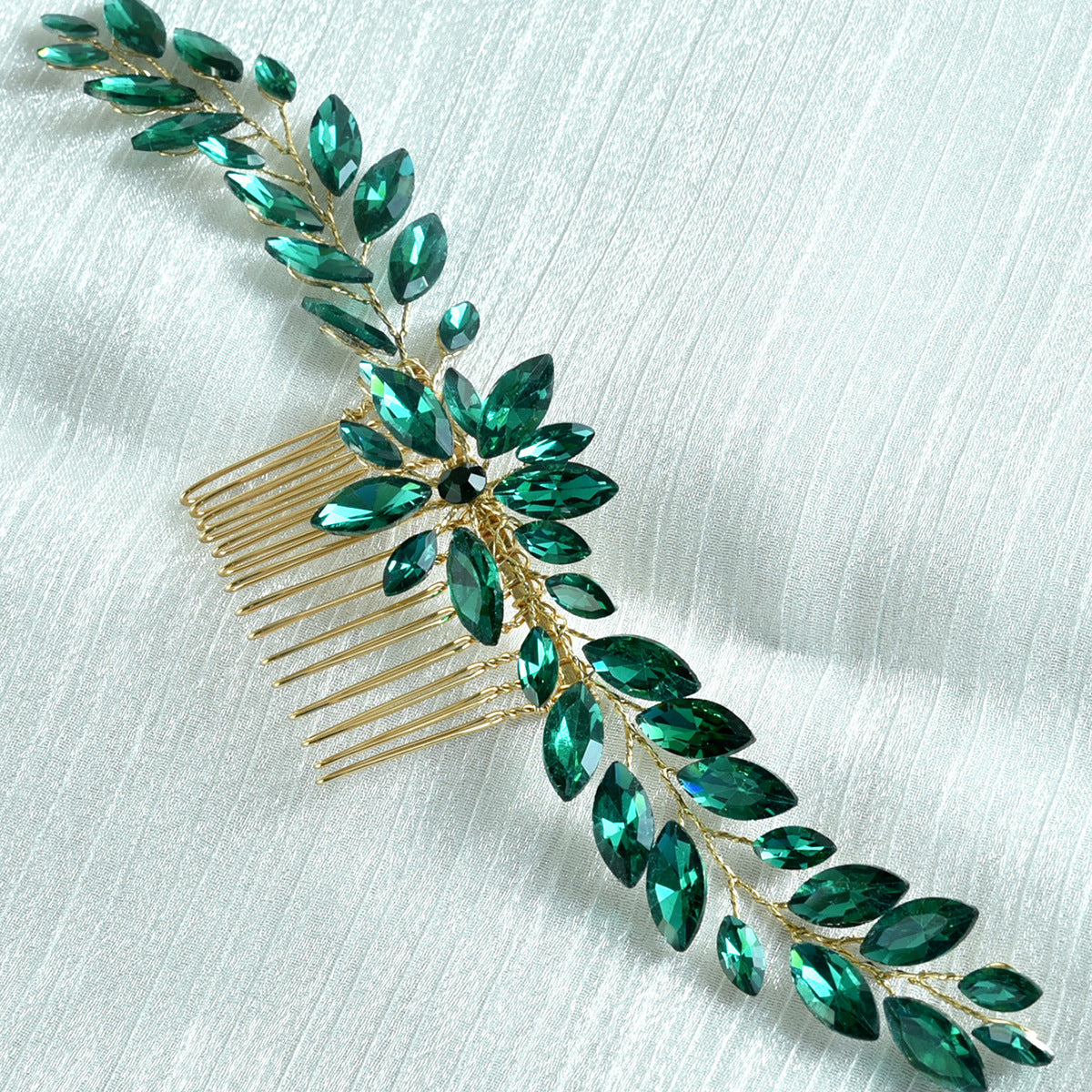 Bridal Hair Comb with Handcrafted Glass and Rhinestones