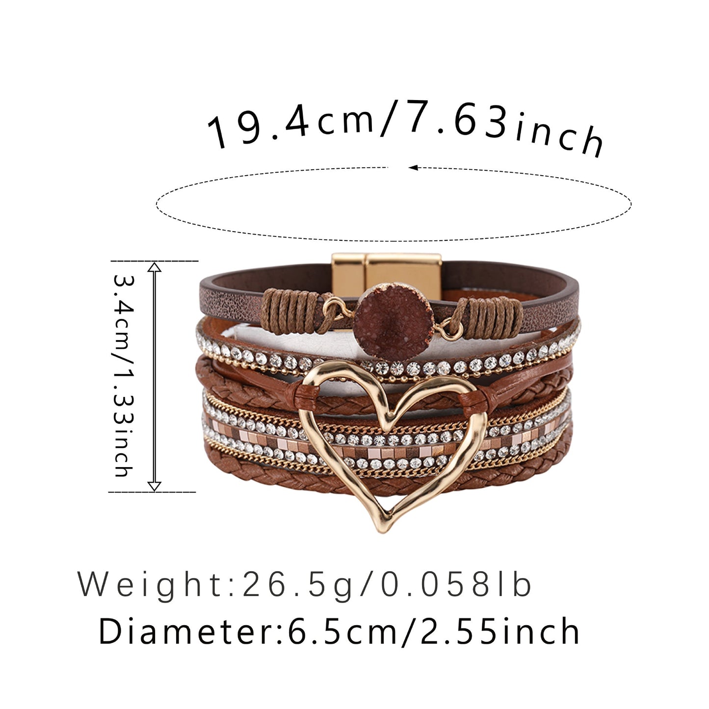 Rhinestone Bohemian Layered Love Bracelet