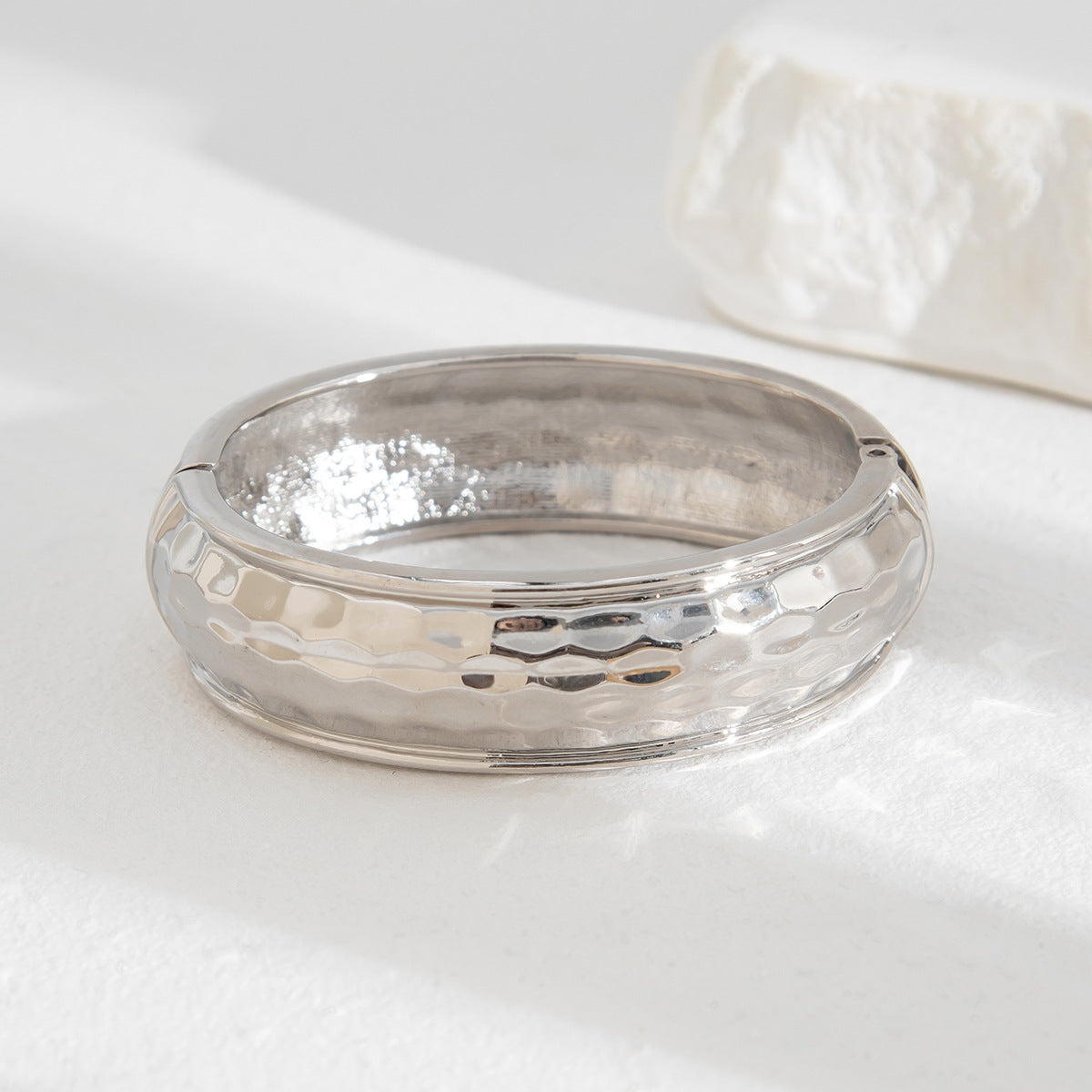 Geometric Minimalist Hammered Alloy Bracelets Set